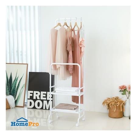 ราวแขวนผ้าพร้อมชั้นวางของ 2 ชั้น PLIM สีขาว_8