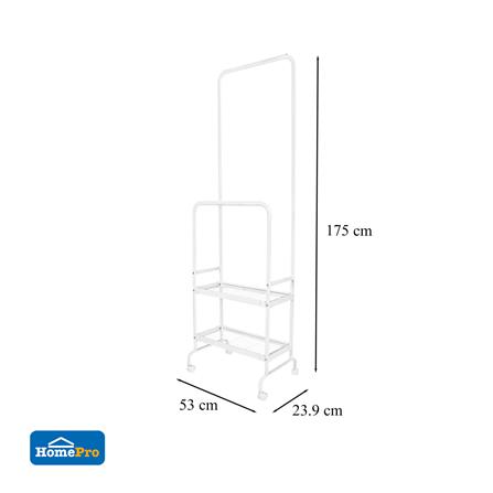 ราวแขวนผ้าพร้อมชั้นวางของ 2 ชั้น PLIM สีขาว_10