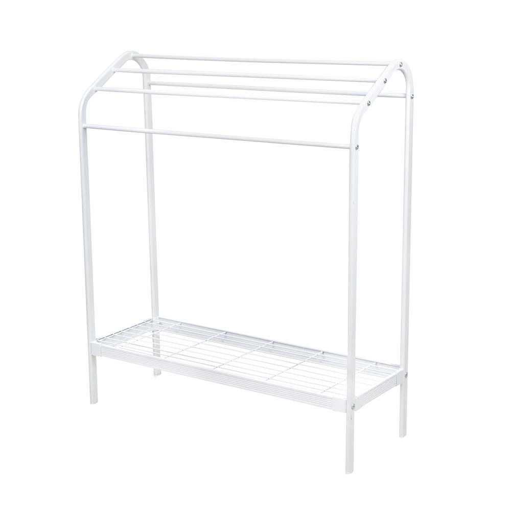 ราวพาดผ้า 5 เส้น มีชั้นวางของ PLIM สีขาว