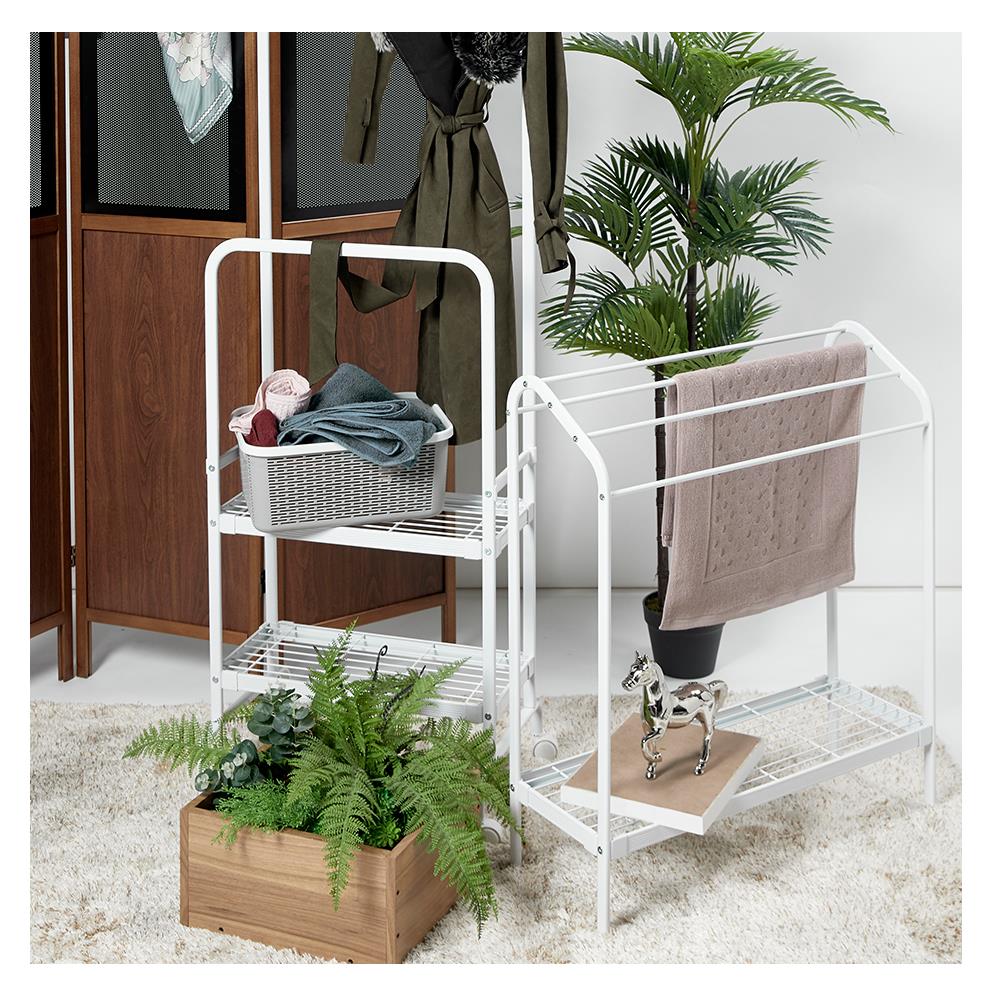 ราวพาดผ้า 5 เส้น มีชั้นวางของ PLIM สีขาว