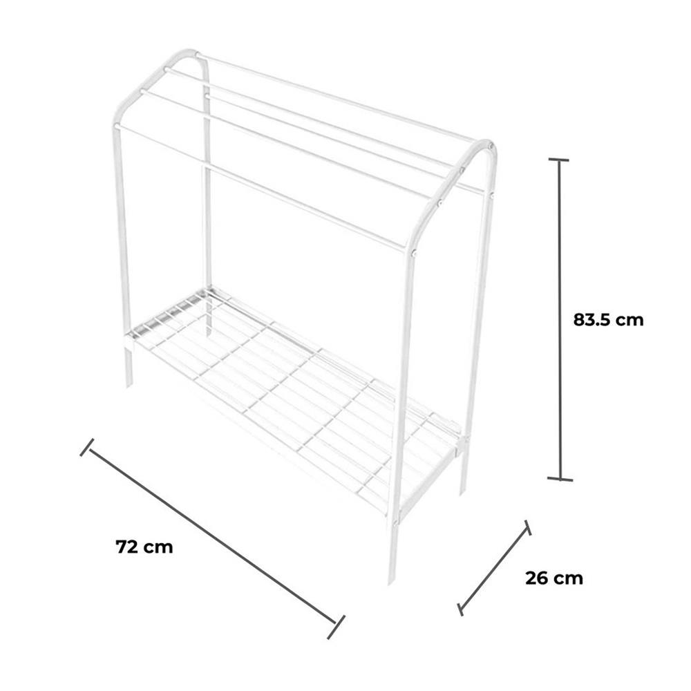 ราวพาดผ้า 5 เส้น มีชั้นวางของ PLIM สีขาว