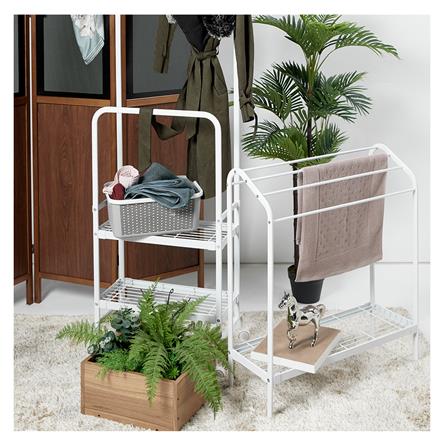 ราวพาดผ้า 5 เส้น มีชั้นวางของ PLIM สีขาว_4