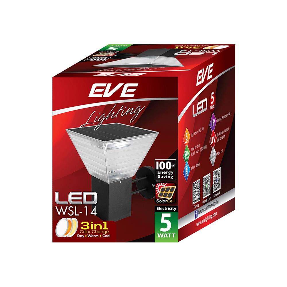 ไฟกิ่งภายนอก SOLAR EVE 589278 5 วัตต์ DAYLIGHT/COOL WHITE/WARM WHITE สีดำ
