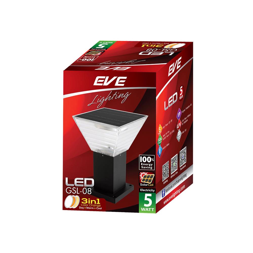 ไฟหัวเสา SOLAR EVE 589230 5 วัตต์ สีดำ