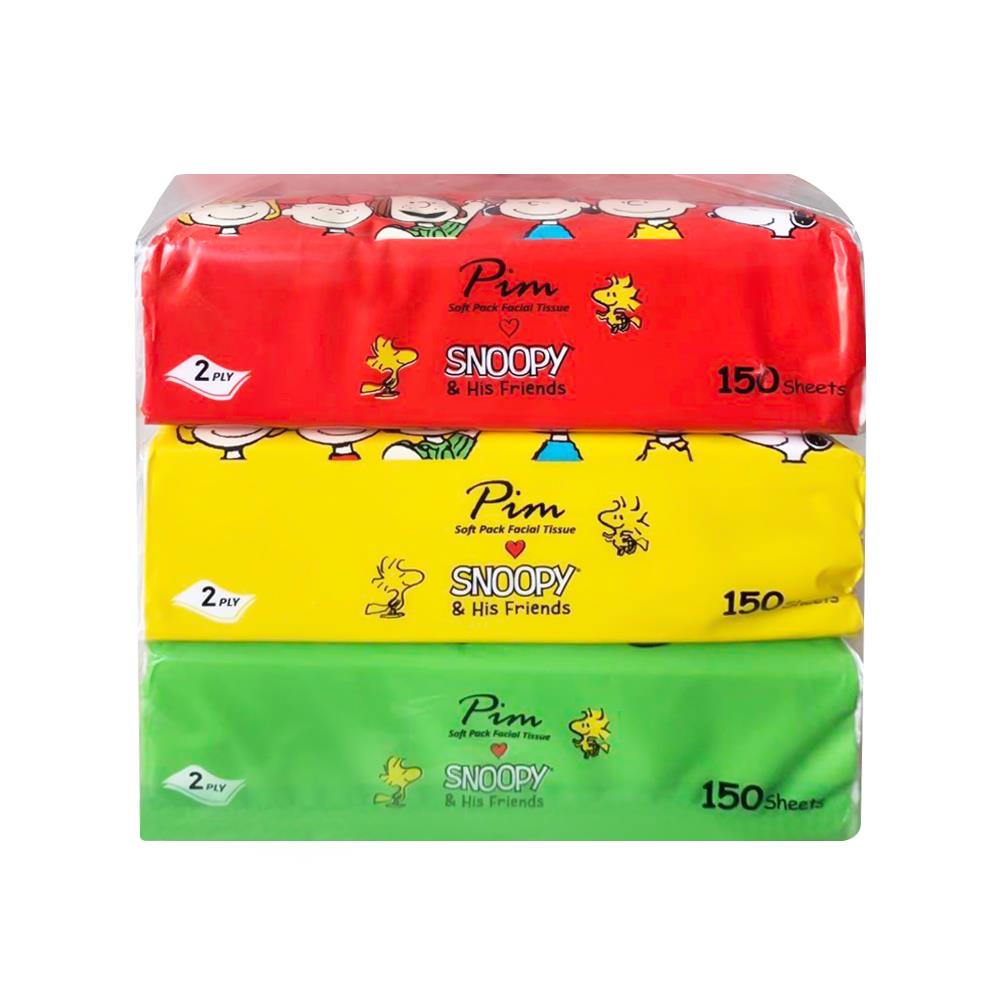 กระดาษเช็ดหน้า PIM SNOOPY 150 แผ่น แพ็ค3