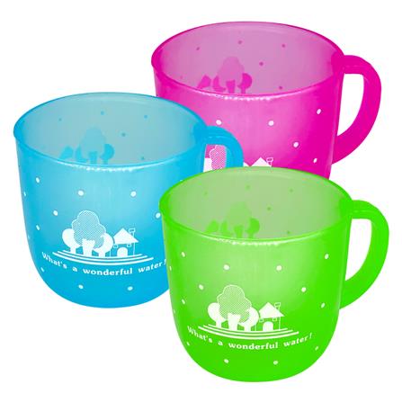 ถ้วยหู PP 250ml BIGONE PLAIN ITEM แพ็ค 3 ใบ ฟ้า/ชมพู/เขียว