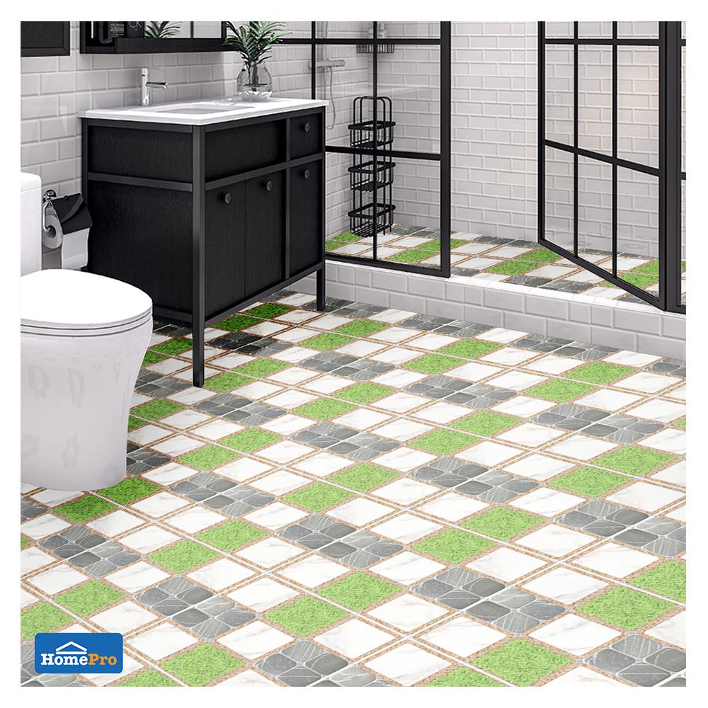กระเบื้องพื้น 16x16 นิ้ว TARA พาโกด้า-ฟิลด์ ขาวเขียว EXC PM