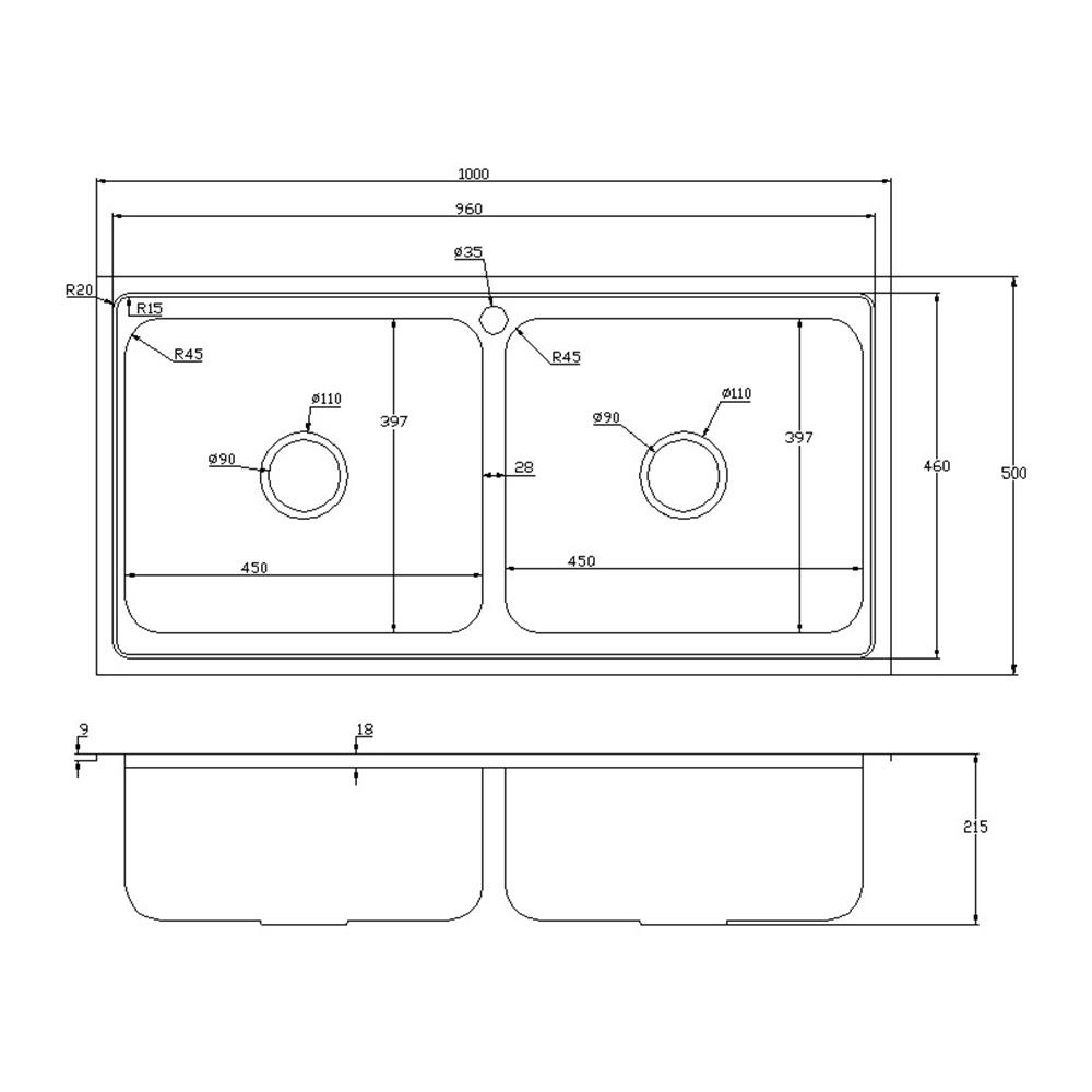 ซิงค์ฝัง 2หลุม TEKA T PLUS สเตนเลส