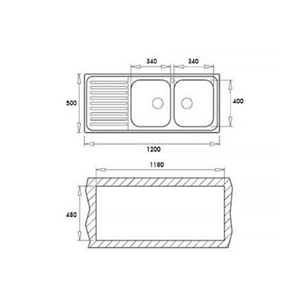 ซิงค์ฝัง 2หลุม 1ที่พัก LINEA VIVA S120 สเตนเลส_2