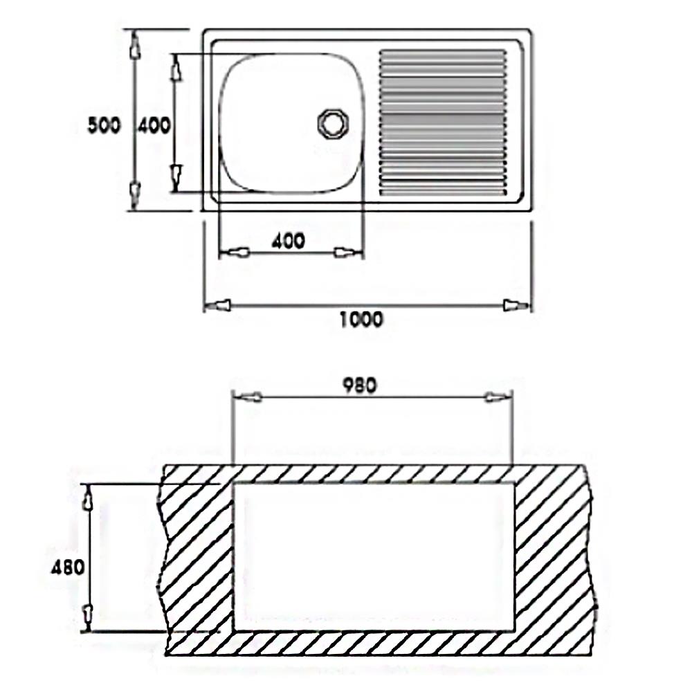 ซิงค์ฝัง 1หลุม 1ที่พัก LINEA VIVA S100 สเตนเลส