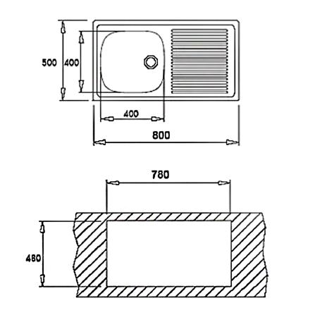 ซิงค์ฝัง 1หลุม 1ที่พัก LINEA VIVA S80 สเตนเลส_2