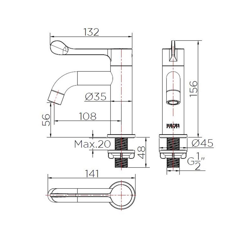 ก๊อกอ่างล้างหน้าเดี่ยว KARAT FAUCET KF-57-100-50