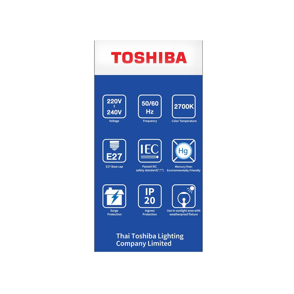 หลอด LED TOSHIBA SUNLIGHT SENSOR 9 วัตต์ WARM WHITE E27