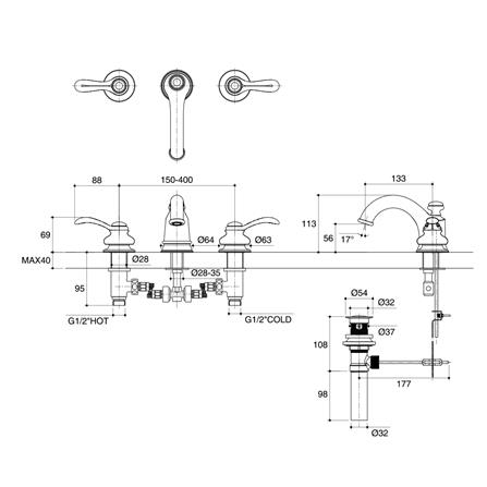 ก๊อกอ่างล้างหน้าผสม KOHLER K-8658T-B-BN_1
