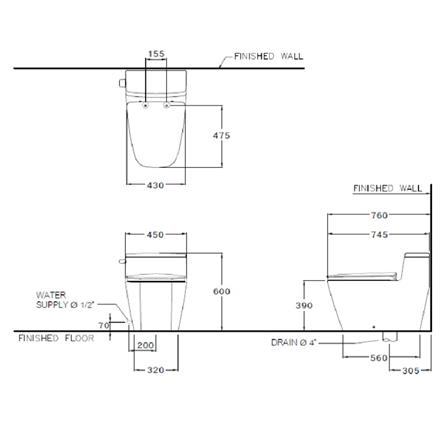 สุขภัณฑ์ 1 ชิ้น COTTO C101907 4.8L สีขาว_1
