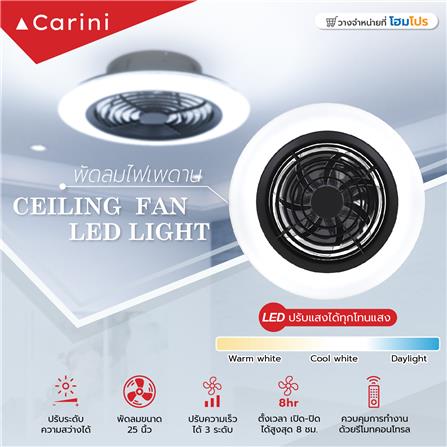 พัดลมไฟเพดาน LED CARINI TRY-NOVA105BK 60 วัตต์ COOLWHITE/DAYLIGHT/WARMWHITE สีดำ 25 นิ้ว_8