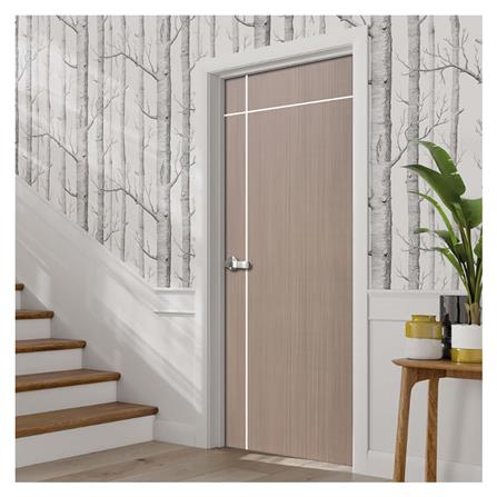 ประตูภายใน UPVC ECO-DOOR UC2-2T 80X200 ซม. สีน้ำตาล ไม่เจาะลูกบิด_3