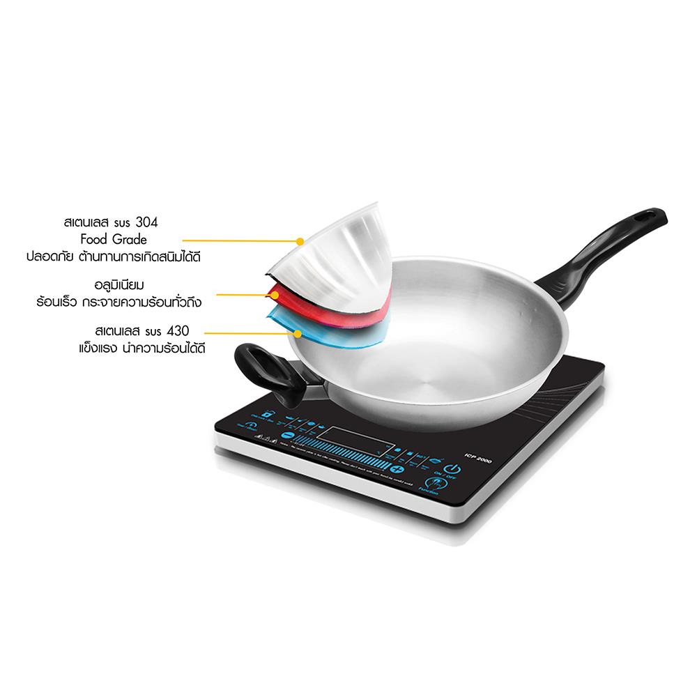 กระทะลึกมีด้ามหู หัวม้าลาย VITALUX 3PLY IH 28 ซม.