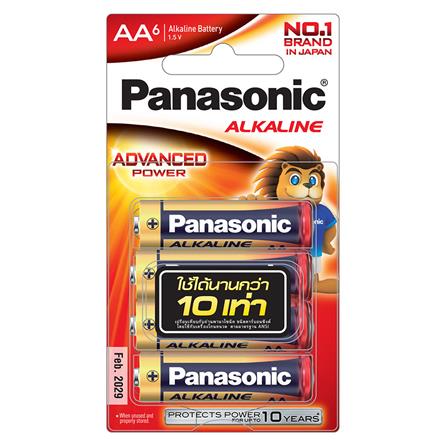 ถ่านอัลคาไลน์ PANASONIC AA LR6T แพ็ก 6 ก้อน