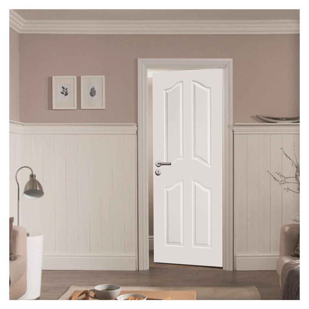 ประตูภายใน HDF METRO 403 ยูงทอง 80X200 ซม. สีรองพื้น ไม่เจาะลูกบิด