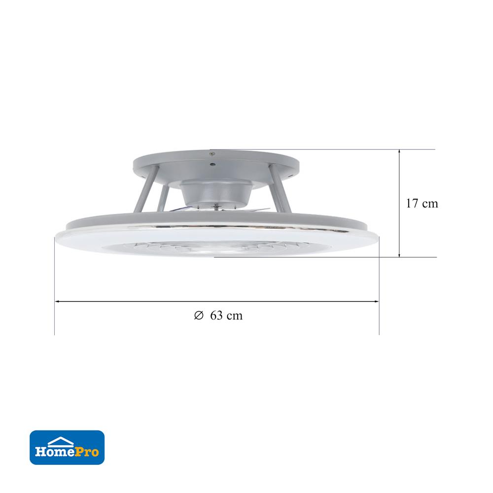 พัดลมไฟเพดาน LED CARINI TRY-NOVA105SV 60 วัตต์ COOLWHITE/DAYLIGHT/WARMWHITE สีเงิน 25 นิ้ว