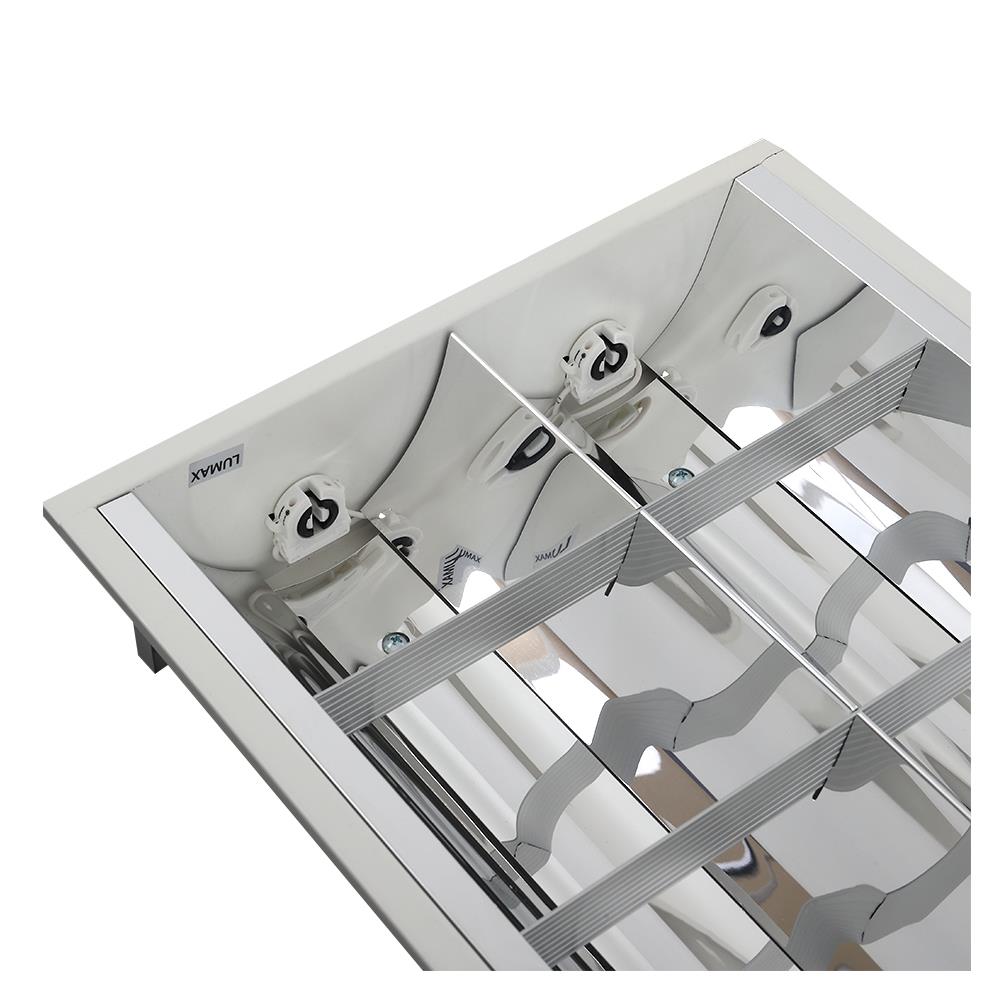 โคมตะแกรงฝังฝ้า LUMAX 9D-00136 2X18 วัตต์ สีขาว