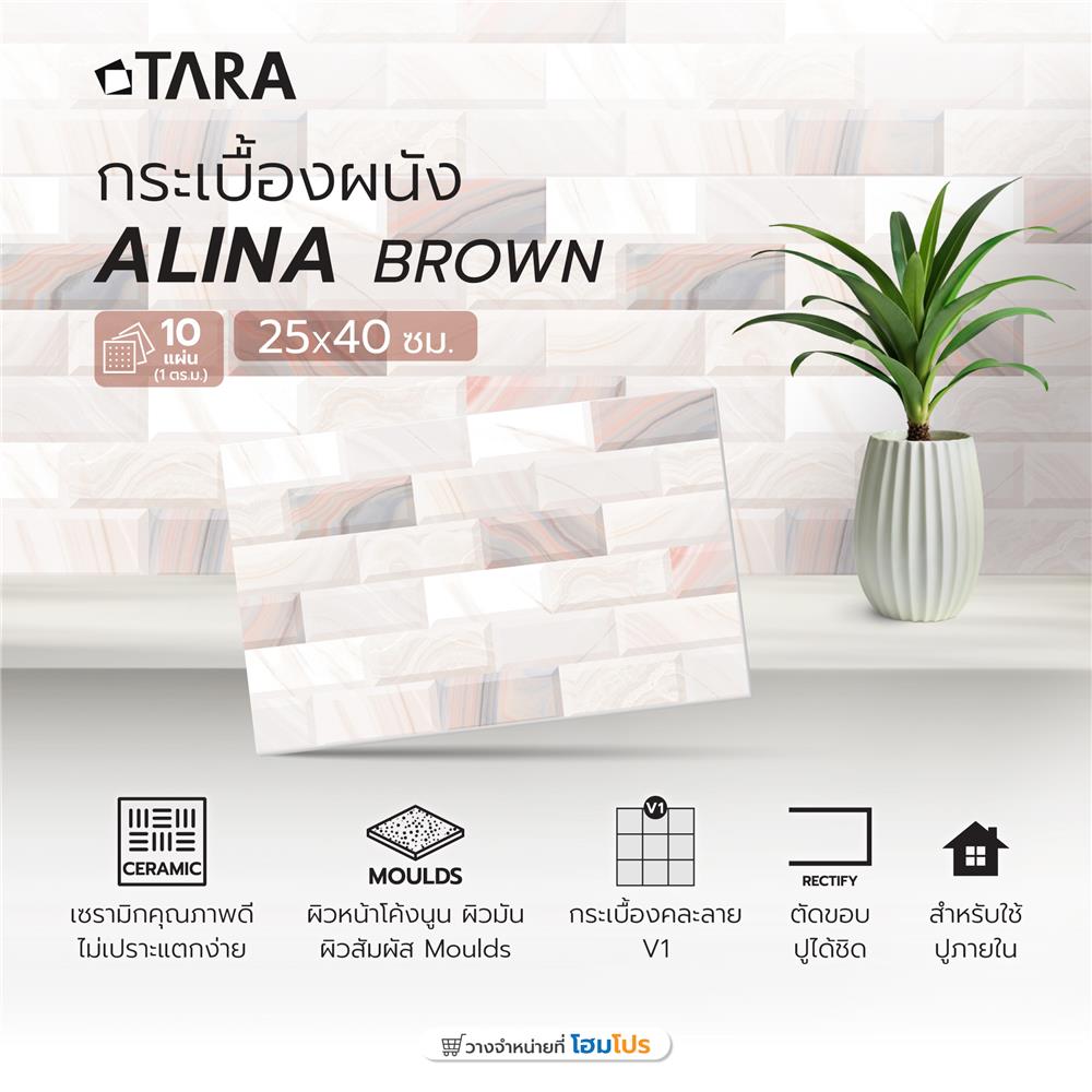 กระเบื้องผนัง 25x40 ซม. อลิน่า บราวน์ 1M2