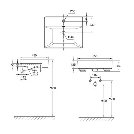 อ่างล้างหน้าฝังครึ่งเคาน์เตอร์ AMERICAN STANDARD WP-F419-WT สีขาว_1