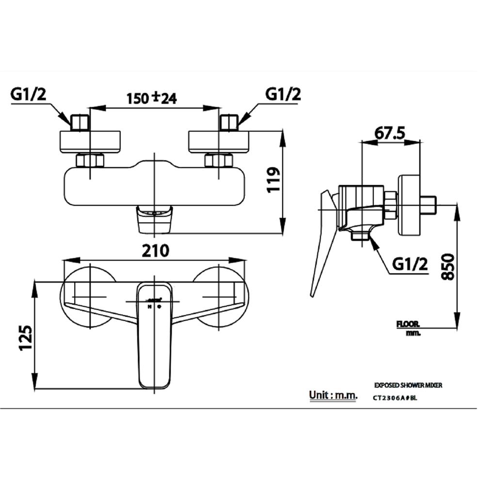 ก๊อกผสมยืนอาบ COTTO CT2306A(BL)