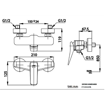 ก๊อกผสมยืนอาบ COTTO CT2306A(BL)_1