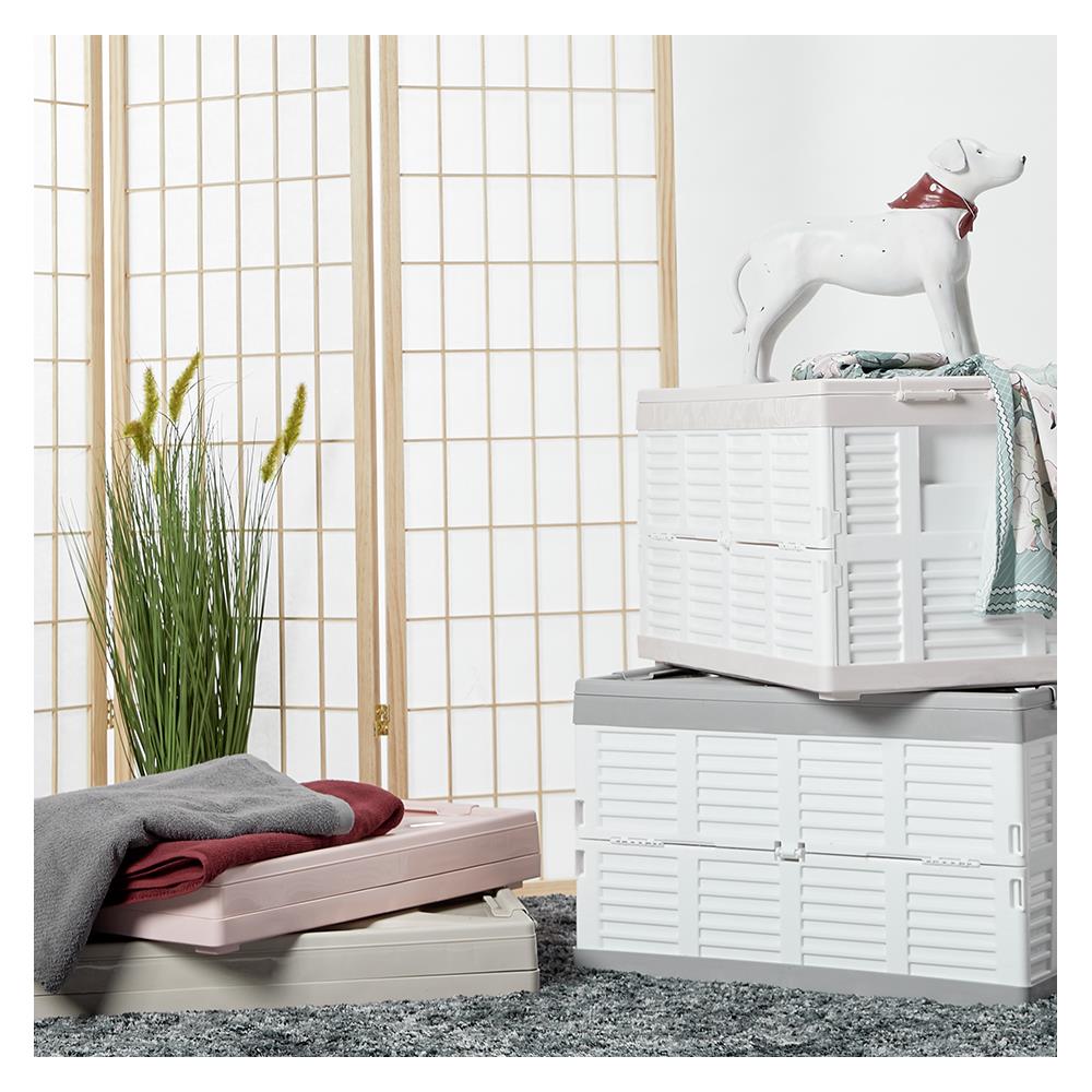 กล่องเก็บของพับได้ STACKO 37x56x35.5 ซม. สีเทา/ขาว