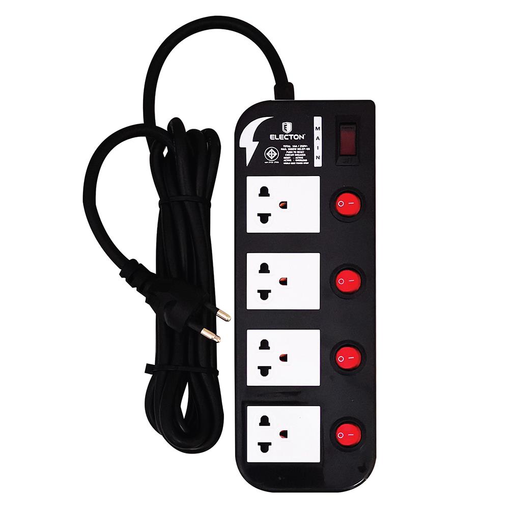 รางปลั๊กไฟ 4ช่อง 5สวิตซ์ 16A ELECTON EP-GS4553DC 3 ม.