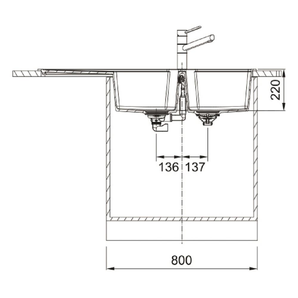 ซิงค์ฝัง 2หลุม 1ที่พัก FRANKE UBG 621-116 แกรนิต สีดำ