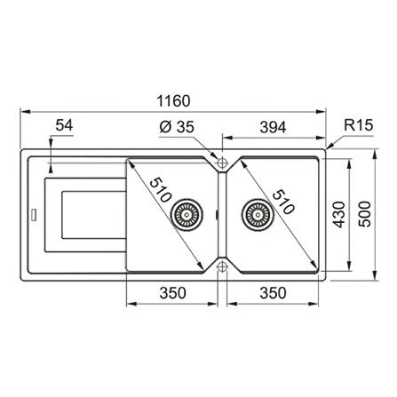 ซิงค์ฝัง 2หลุม 1ที่พัก FRANKE UBG 621-116 แกรนิต สีดำ_1