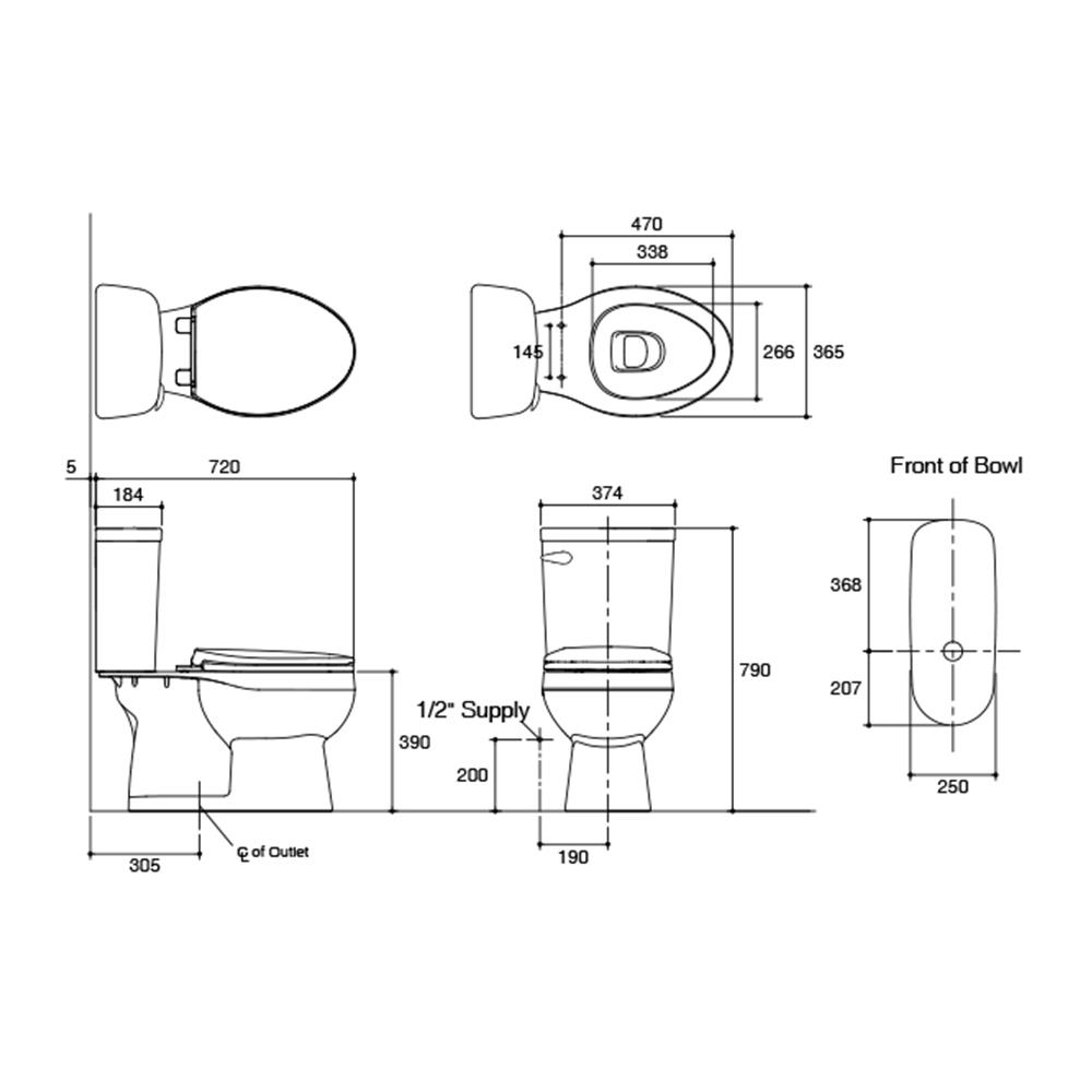 สุขภัณฑ์ 2 ชิ้น KARAT K-31145X-S-WK 4.5L สีขาว