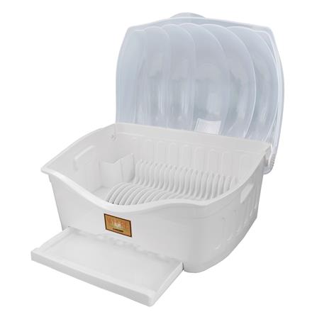 ชั้นคว่ำจานพลาสติกแบบมีฝาปิด KEYWAY SHELL 6881 สีขาว_0