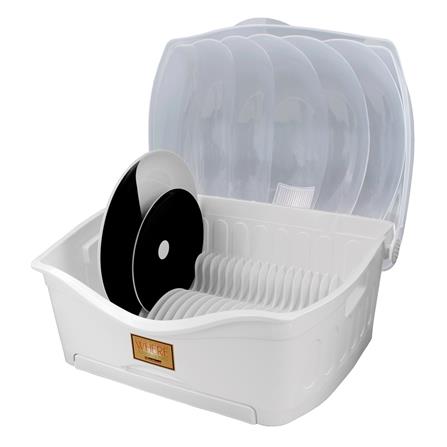 ชั้นคว่ำจานพลาสติกแบบมีฝาปิด KEYWAY SHELL 6881 สีขาว_1