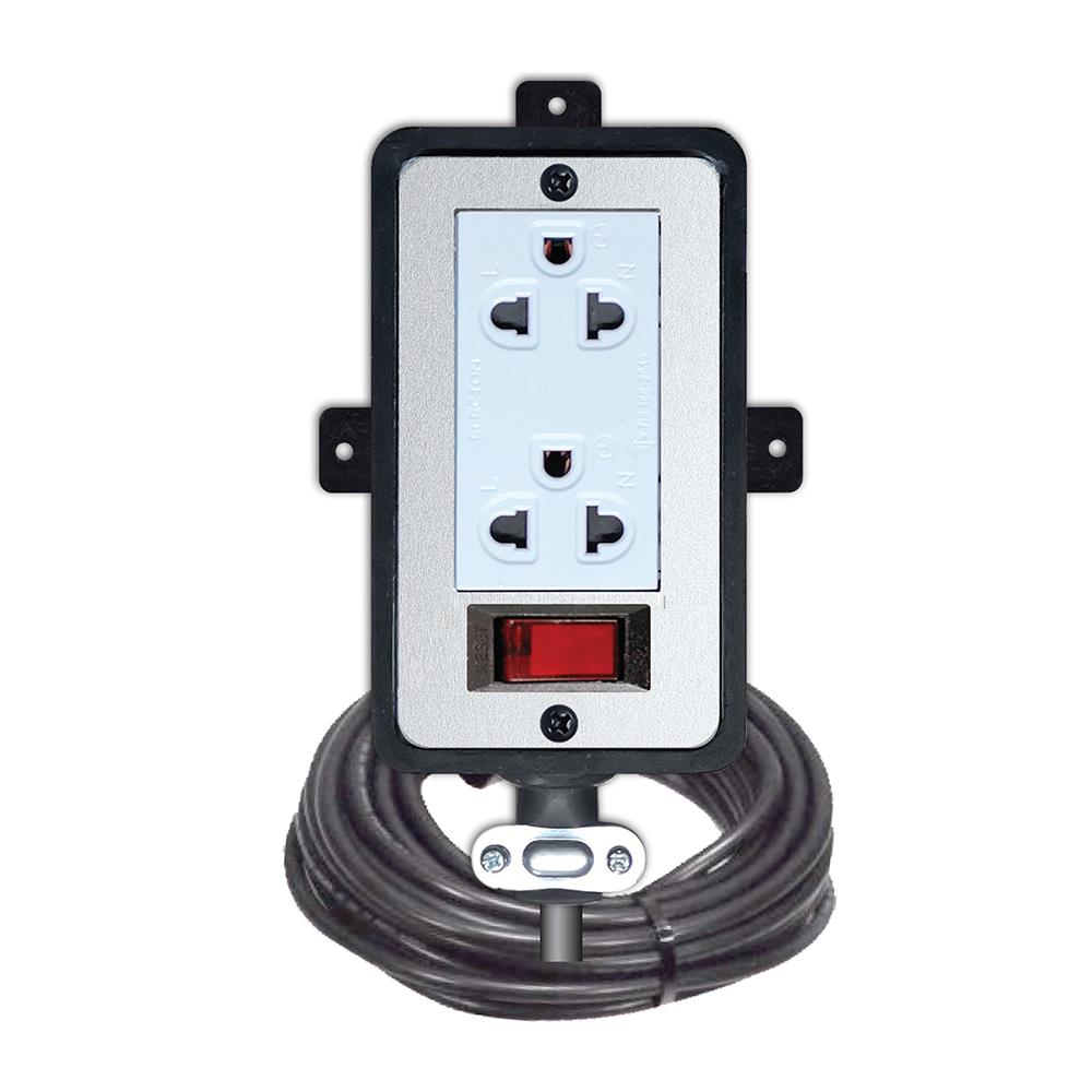 บล็อกยาง 2x4 พร้อมสาย VCT3x1.5 2ช่อง 1สวิตซ์ ELECTON 20 เมตร สีดำ