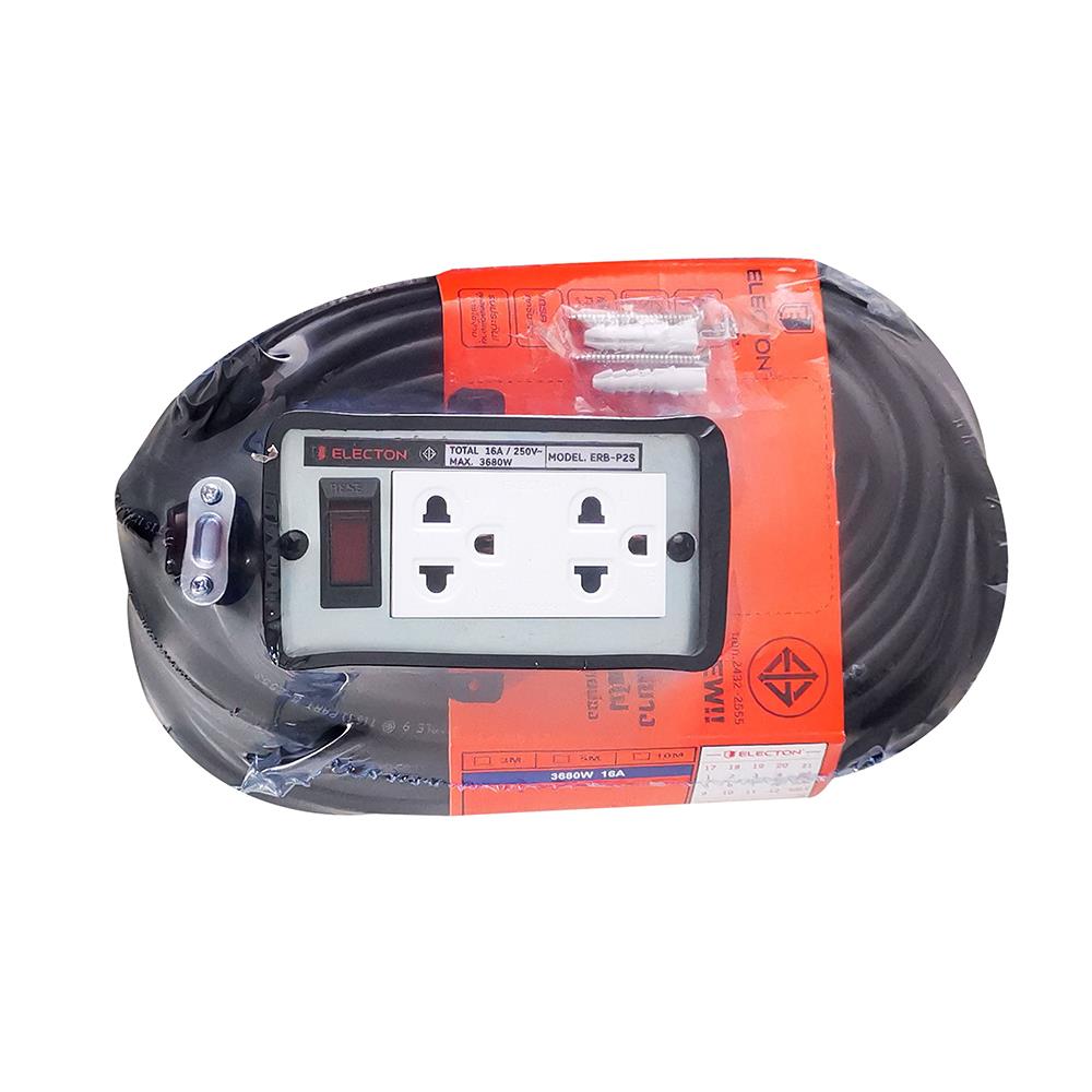 บล็อกยาง 2x4 พร้อมสาย VCT3x1.5 2ช่อง 1สวิตซ์ ELECTON 20 เมตร สีดำ