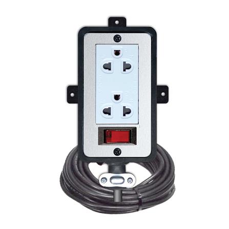 บล็อกยาง 2x4 พร้อมสาย VCT3x1.5 2ช่อง 1สวิตซ์ ELECTON 20 เมตร สีดำ_0