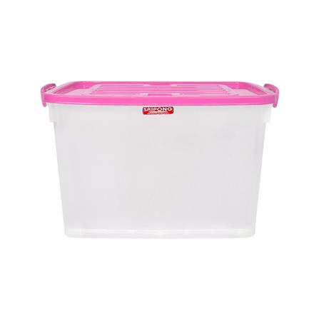 กล่องเก็บของ มีล้อ ฝาล็อค STACKO 140 ลิตร ฝาสีชมพู_2