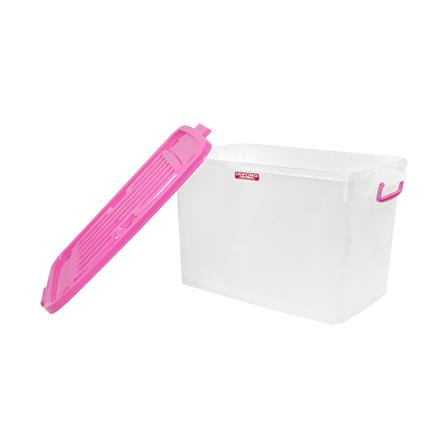 กล่องเก็บของ มีล้อ ฝาล็อค STACKO 140 ลิตร ฝาสีชมพู_3