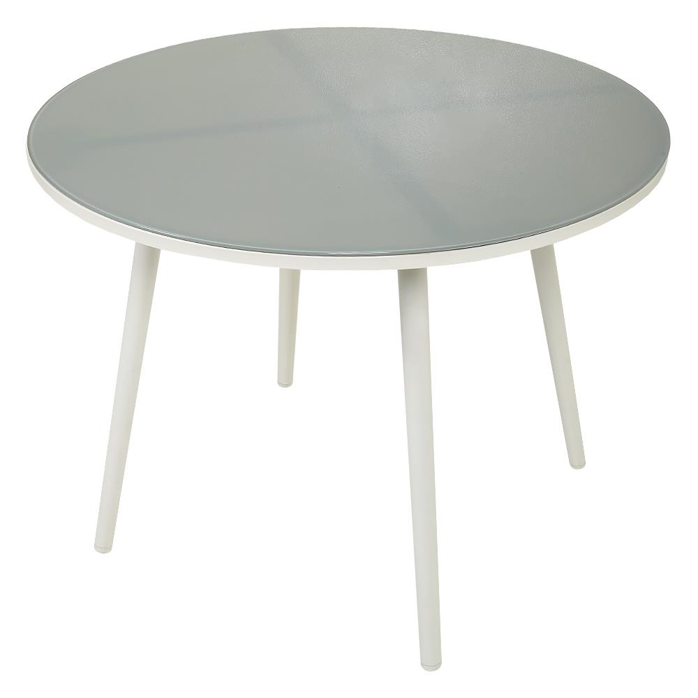 โต๊ะสนามกระจก IRENE SPRING 100 ซม. ขาว/เทา