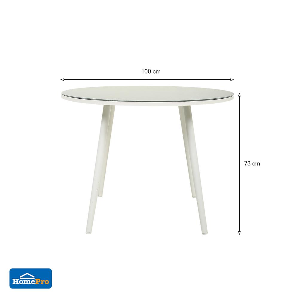 โต๊ะสนามกระจก IRENE SPRING 100 ซม. ขาว/เทา