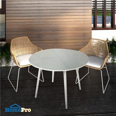 โต๊ะสนามกระจก IRENE SPRING 100 ซม. ขาว/เทา_3