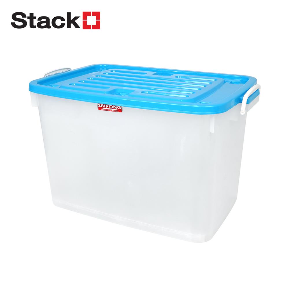 กล่องเก็บของ มีล้อ ฝาล็อค STACKO 140 ลิตร ฝาสีฟ้า_0