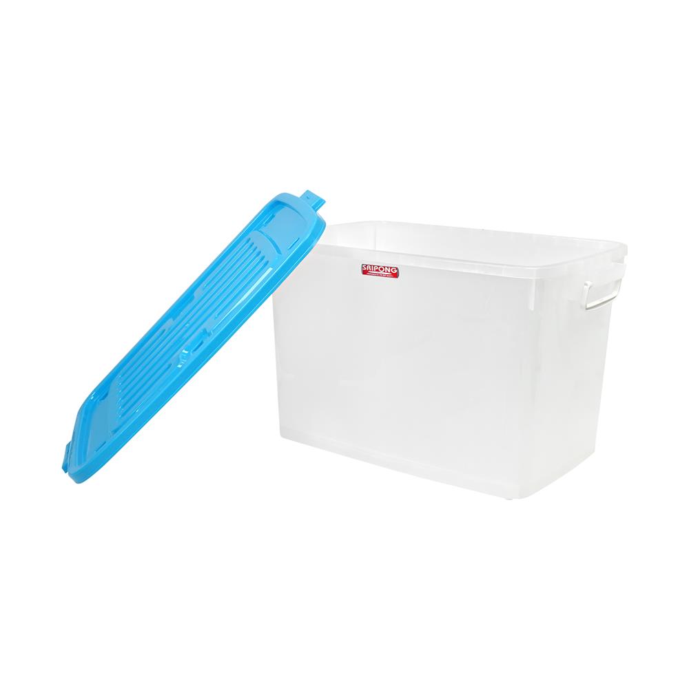 กล่องเก็บของ มีล้อ ฝาล็อค STACKO 140 ลิตร ฝาสีฟ้า