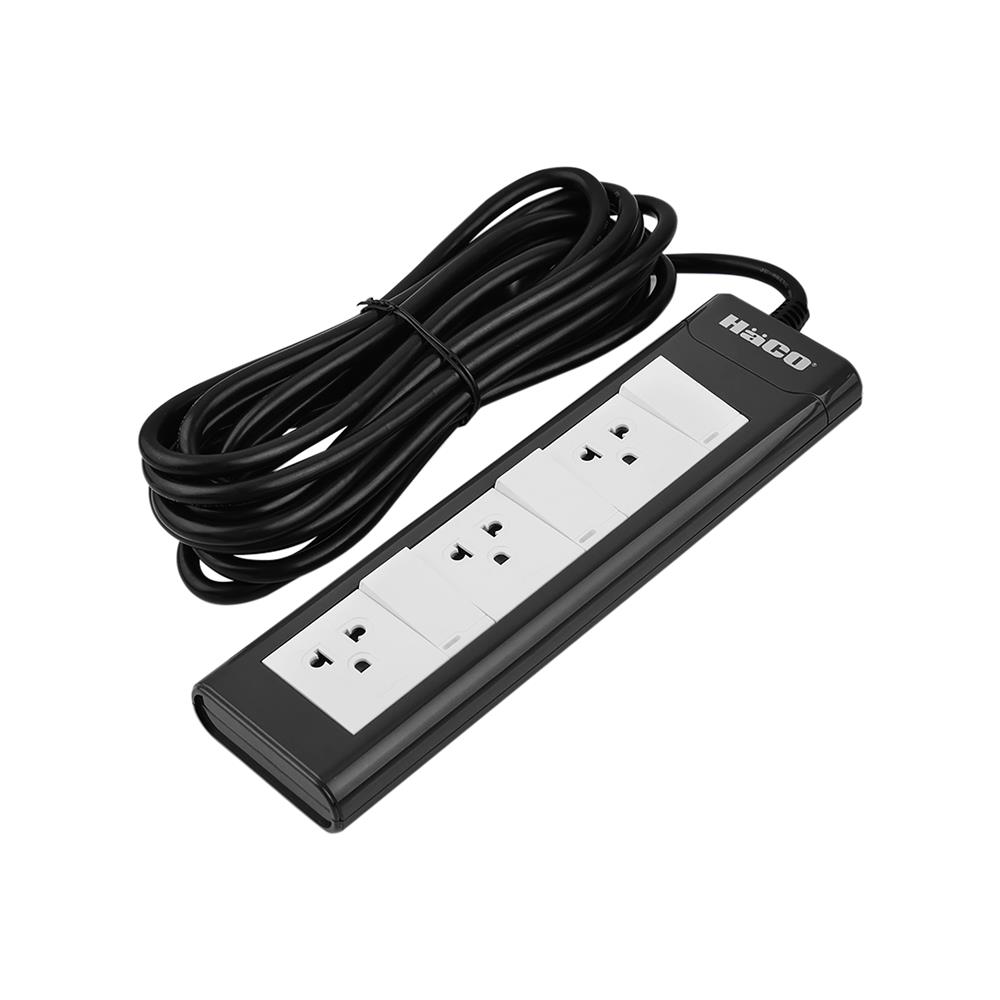 รางปลั๊กไฟ 3ช่อง 3สวิตซ์ HACO EPN-3S3EB/5 16 แอมป์ 5 เมตร