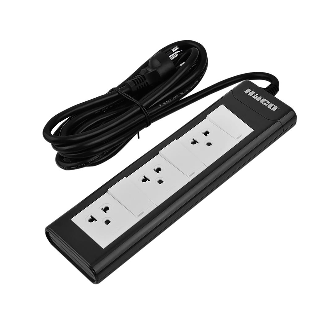 รางปลั๊กไฟ 3ช่อง 3สวิตซ์ HACO EPN-3S3EB/3 16 แอมป์ 3 ม.