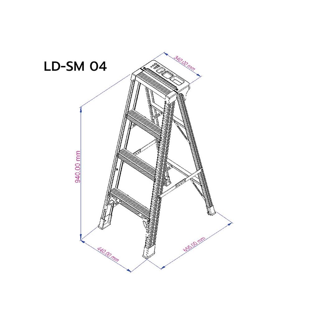 บันไดอะลูมิเนียม มีถาด SANKI LD-SM04 4 ขั้น